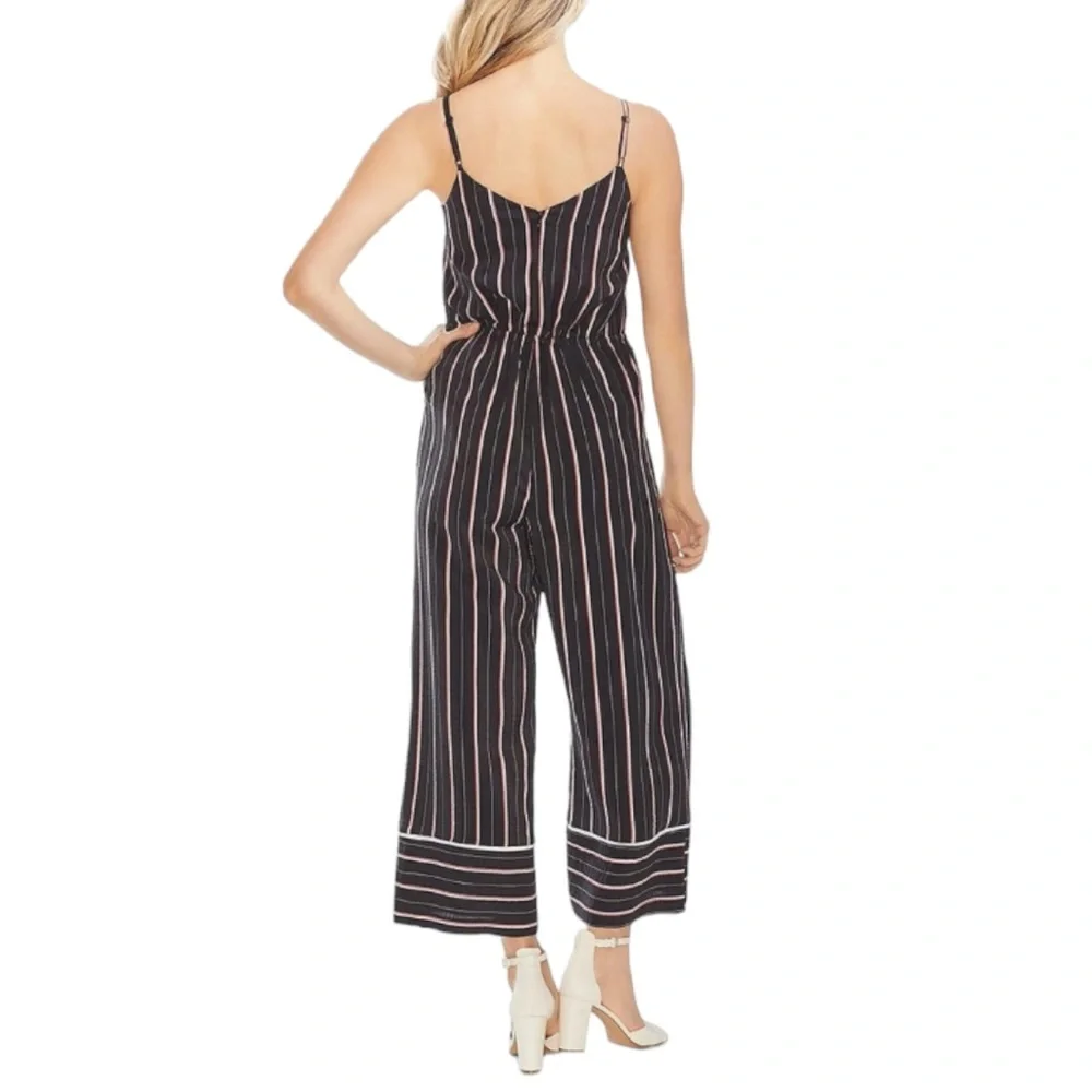 Vince Camuto Women's spaghetti strap black wide leg striped jumpsuit, Sz M - Picture 14 of 17